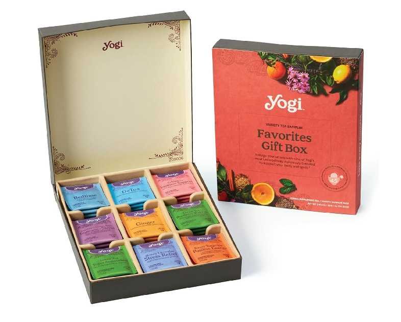 Yogi Organic Tea Sampler Gift Box (45 Tea Bags) Assorted Delicious Wellness Blends - 9 Favorite Herbal, Green & Black Varieties