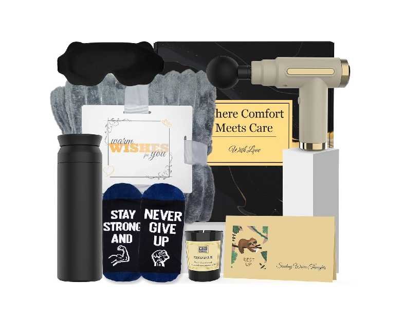 Get Well Soon Gifts for Men, Get Well Soon Gift Basket Men, Care Package for Man with Massage Gun, After Surgery, Cancer Gifts, Sympathy Gift Basket, Feel Better, Sick Friend, Recovery, Dad, Husband