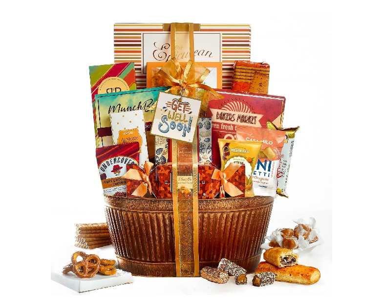 Get Well Basket – Care Package with Gourmet Snacks for Women & Men, After Surgery Gifts, Thinking of You Treats, Feel Better Sweets, Gift Box by Broadway Basketeers
