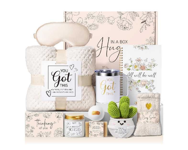 Get Well Soon Gifts Baskets for Women Self Care Gifts, Spa Care Package After Surgery Inspirational Thinking of You Sympathy Gift, Feel Better Encouragement Gift for Women Sick Friends Mom w/ Blanket