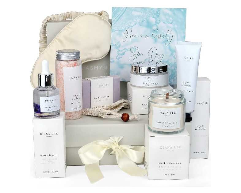 Jasmyn & Greene Luxury Spa Gift Basket for Women - 10 Relaxing Spa Birthday Gifts for Women with Lavender. Bridal Shower Gifts for Woman with Self Care Kit. Get Well Soon Package for Mother Sister.