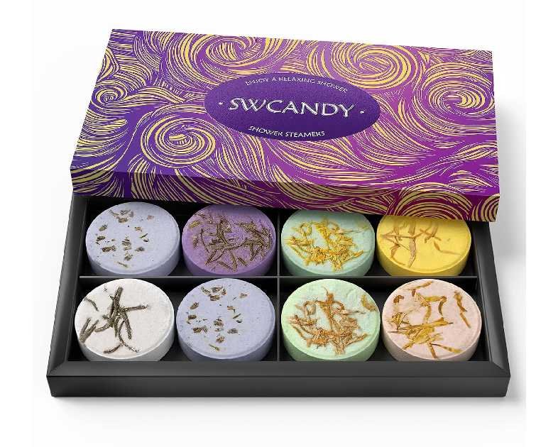 Shower Steamers Aromatherapy Birthday Gifts for Women - SWCANDY 8 Pcs Stocking Stuffers White Elephant Gifts for Adults Mom Men Teen Self Care with Natural Essential Oils Relaxation Home SPA Christmas