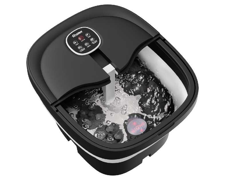 HOSPAN Collapsible Foot Spa Electric Rotary Massage, Foot Bath with Heat, Bubble, Remote, and 24 Motorized Shiatsu Massage Balls. Pedicure Foot Spa for Feet Stress Relief - FS02A