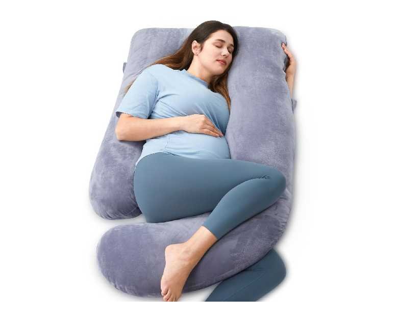 Momcozy Pregnancy Pillows for Sleeping, U Shaped Full Body Maternity Pillow with Removable Cover - Support for Back, Legs, Belly, HIPS for Pregnant Women, 57 Inch Pregnancy Pillow for Women, Grey