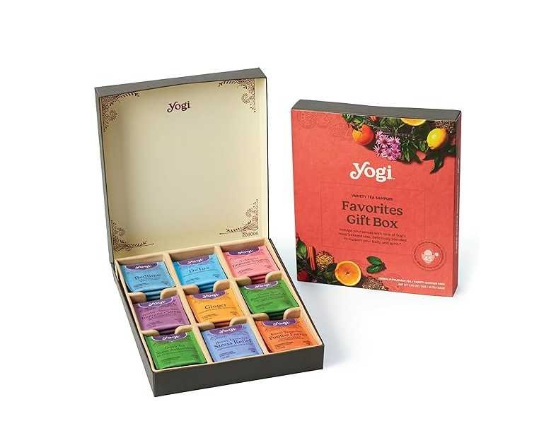 Yogi Organic Tea Sampler Gift Box (45 Tea Bags) Assorted Delicious Wellness Blends - 9 Favorite Herbal, Green & Black Varieties