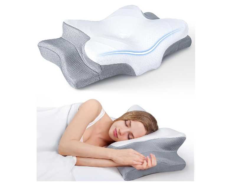 Ultra Pain Relief Cooling Pillow for Neck Support, Adjustable Cervical Pillow Cozy Sleeping, Odorless Ergonomic Contour Memory Foam Pillows, Orthopedic Bed Pillow for Side Back Stomach Sleeper