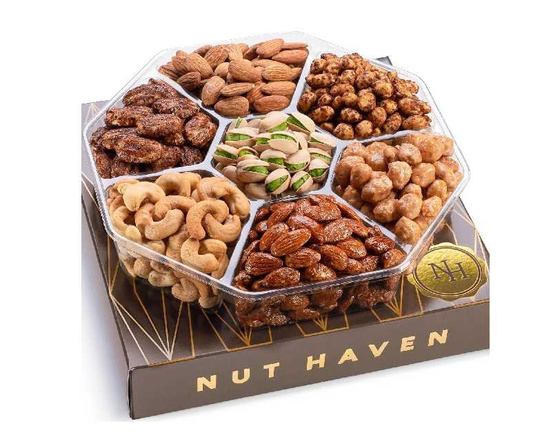 Thanksgiving Nuts Gift Basket - Assortment of Sweet & Roasted Salted Gourmet Nuts - Assorted Food Gift Box for Christmas, Holiday, Family, Sympathy, Men & Women.