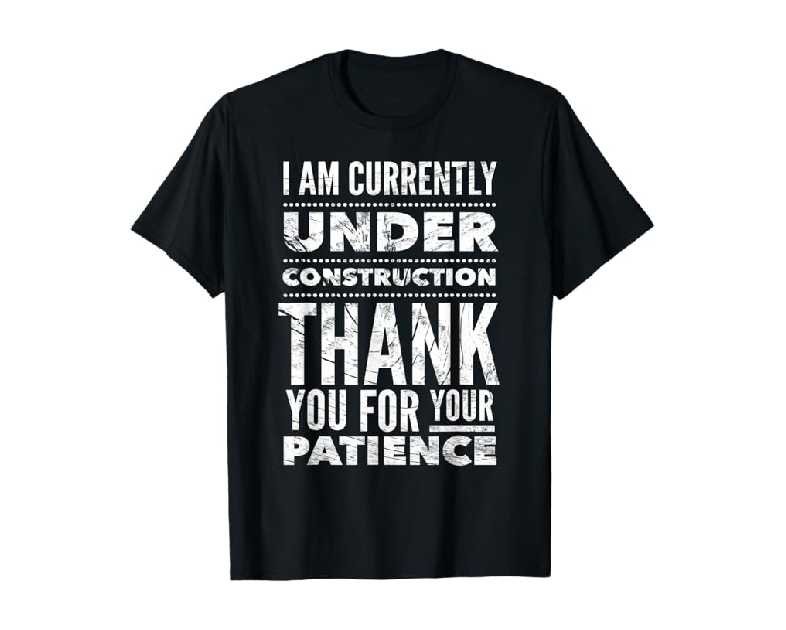 Funny Hospital Get Well Soon Gifts Under Construction Post Surgery T-Shirt - Black, Unisex-Adults, Short Sleeve, Medium, US Size 15, 21 Inches Sleeve Length