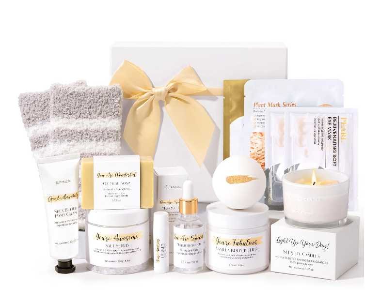 Spa Gifts for Women 13Pcs Mothers Day Gifts Happy Birthday Gift Baskets, Christmas Relaxing Home SPA Kit Bath Set Self Care Package Thank You Box for Mom Her Sister Teacher Friends Friendship