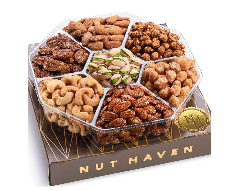 Thanksgiving Nuts Gift Basket - Assortment of Sweet & Roasted Salted Gourmet Nuts - Assorted Food Gift Box for Christmas, Holiday, Family, Sympathy, Men & Women.