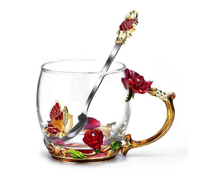 OEAGO Gifts for Mom Women Stocking Stuffers for Women Christmas Glass Coffee Enamels Mug Valentines Gifts for Her Girlfriend Wife Best Birthday Valentine's Mothers Day from Daughter Son Tea Cup