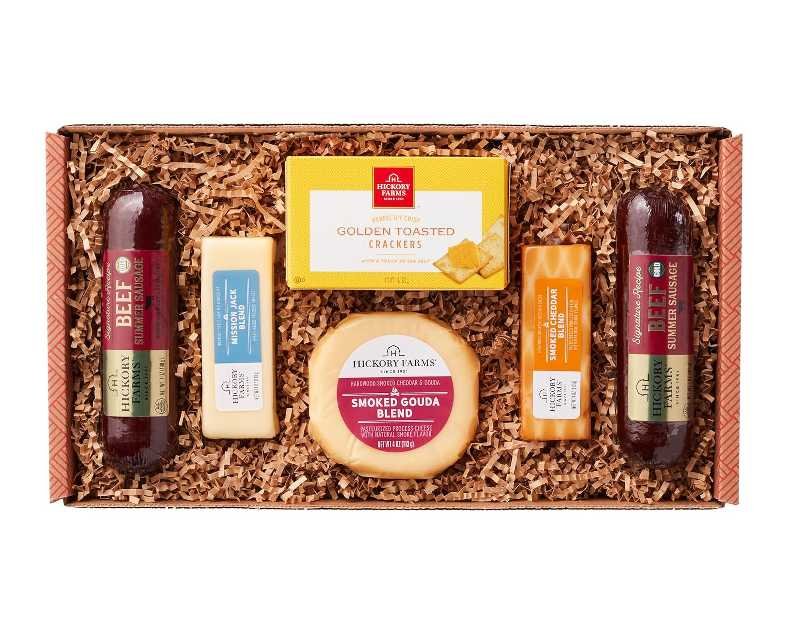 Hickory Farms Signature Beef Meat and Cheese Gift Basket (Medium) - Box Set | Charcuterie Board Food | Summer Sausage | Father's Day | Mother's Day | Easter | Christmas | Holiday | Housewarming | Gourmet | Sympathy | Care Package