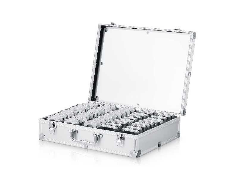 Funrous 100/50/20 Slabs Aluminum Coin Storage Box Case for Slab Holders Storage Collection Supplies Coin SlabStorage Box for Collectors(100 Coins,Silver)