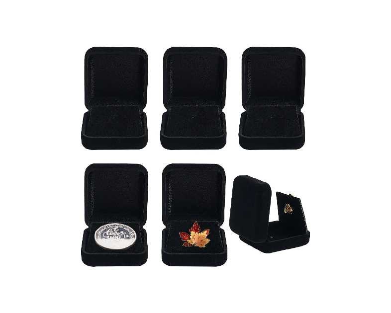 FINGERINSPIRE 6pcs Black Velvet Challenge Coin Presentation Display Box 30mm Single Lapel Badge Display Holders Square Medal Lapel Pin Storage Boxes Commemorative Coins Capsules