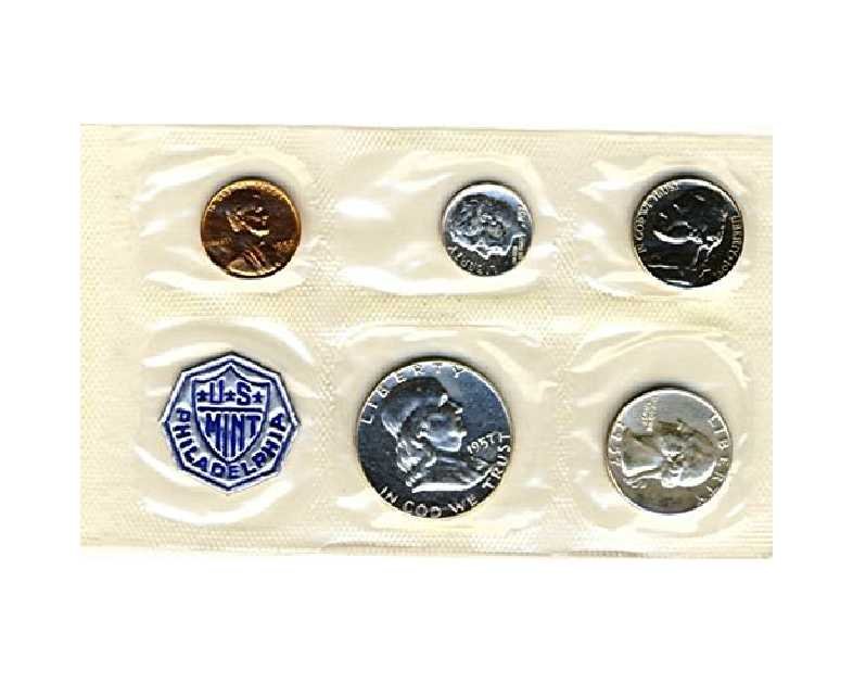 1957 P 5 Coin Silver U.S. Mint Proof Set Proof