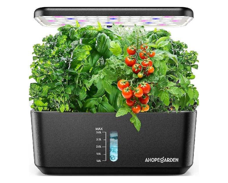 Ahopegarden Indoor Garden Hydroponics Growing System: 10 Pods Plant Germination Kit Herb Vegetable Growth Lamp Countertop with LED Grow Light - Hydrophonic Planter Grower Harvest Lettuce