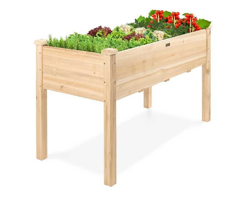 Best Choice Products 48 x 24 x 30 Inches Raised Garden Bed, Elevated Wood Planter Box Stand for Backyard, Patio, Balcony with Bed Liner, 200 Pound Capacity - Natural