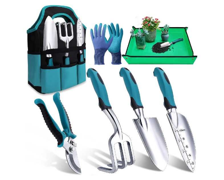 Kynup Garden Tools 7-Piece, Gardening Hand Tools, Gardening Tools Set Cultivators with Rust-Proof,Stainless Steel, Aluminum Alloy Material, Gardening Supplies Set Ideal Gift