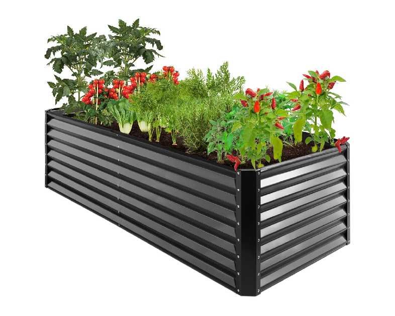 Best Choice Products 8x4x2ft Outdoor Metal Raised Garden Bed, Deep Root Planter Box for Vegetables, Flowers, Herbs, and Succulents w/ 478 Gallon Capacity - Gray