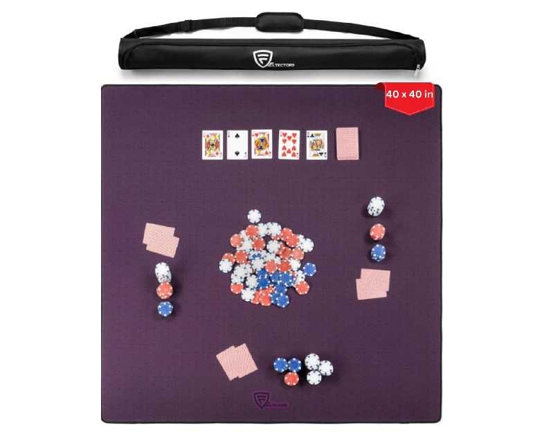 Board Game Mat 40 x 40 inches, Table Cover for Mahjong, Poker, Playing Cards, Tile Games, Dominoes, and RPG - Neoprene Gaming Playmat (Burgundy, 40 x 40)