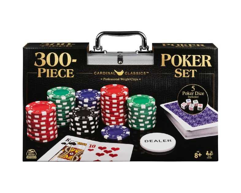 Spin Master Games, Cardinal Classics, 300-Piece Poker Set with Aluminum Carrying Case & Professional Weight Chips & Poker Dice, for Ages 8+