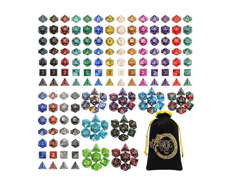 CiaraQ DND Dice Sets - 26 X 7 Polyhedral Dice (182pcs) with a Large Drawstring Bag Great for Dungeons and Dragons, Role Playing Table Game.