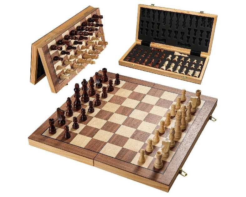 12 Inch Portable Travel Chess Set for Kids & Adults, Small Magnetic Wooden Chess Boards for Adults, Folding Chessboard Game for Kids