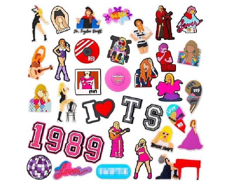 36Pcs Shoe Charms for Girls Women, Pink Friendship Shoe Charms, Inspired Friendship Jewelry Gift for Lover Music Fans