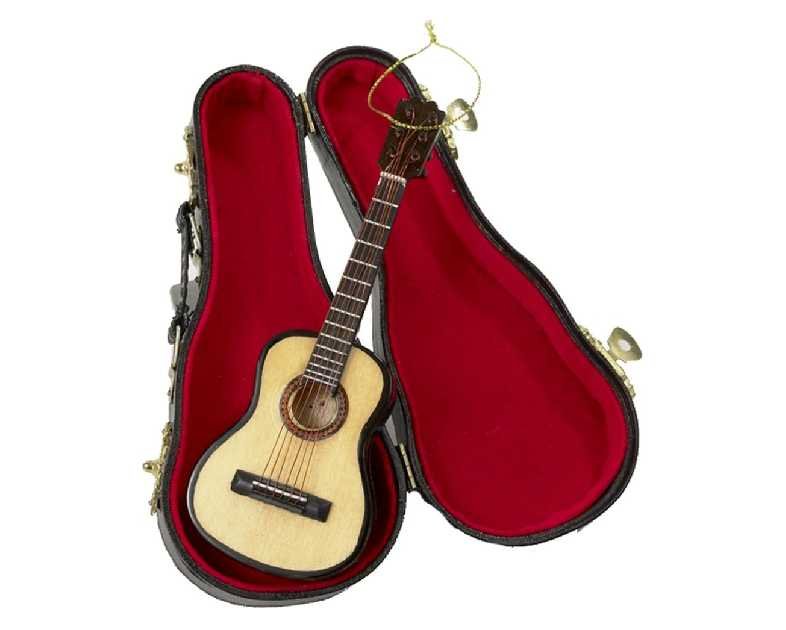 Kurt Adler J4544 5.52" Wood Pearlized Guitar Ornament