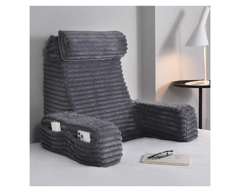 ENITYA Reading Pillow for Sitting in Bed Adult, XL Back Pillow for Bed Sitting up, Back Support Chair Pillow for Sitting up/Watching TV/Reading/Gaming/Resting/Post Surgery,Dark Grey