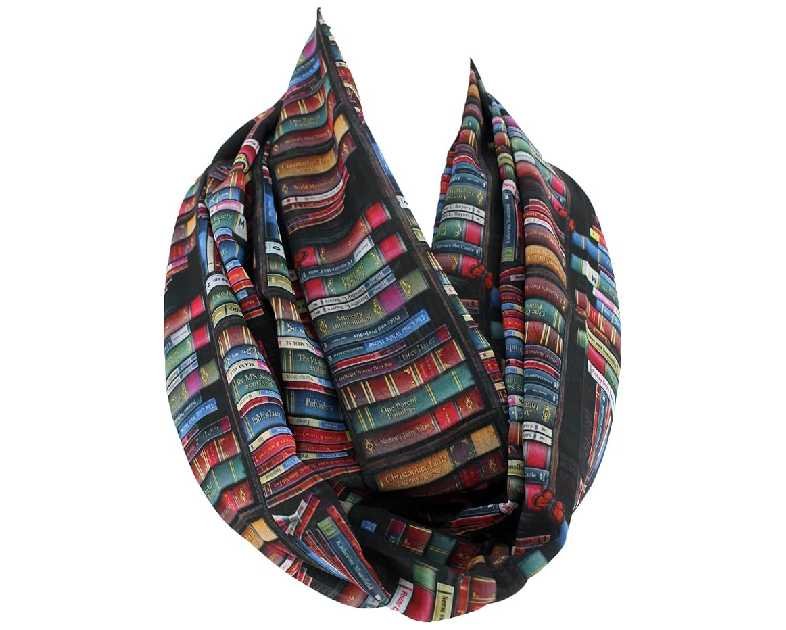 Etwoa's Bookshelf Black Infinity Scarf Circle Scarf Loop Scarf