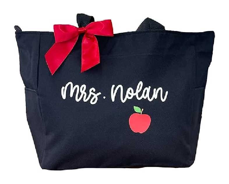Up2ournecksinfabric LLC Personalized Large Teacher Tote Bag - Custom Gift for Teacher - Customized Tote Bag - Appreciation