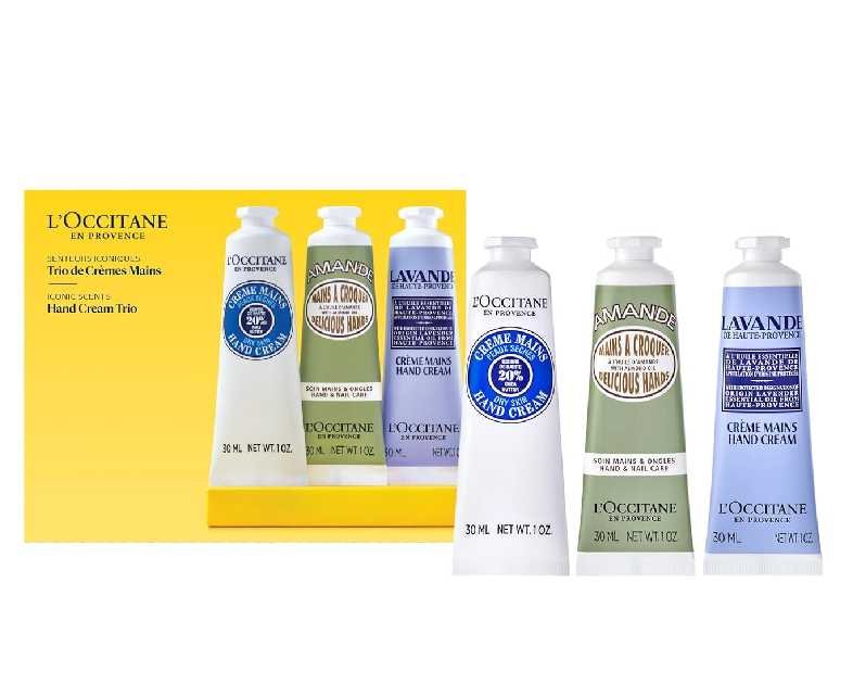 L’Occitane Hand Cream Classics 3-Piece Gift Set, Moisturizing Skincare Trio, Nourishing Creams for Dry Hands, Nails, and Cuticles, Travel-Sized, Vegan