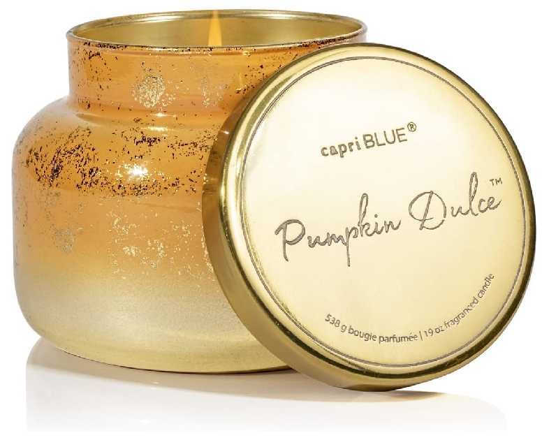 Capri Blue Glimmer Jar Candles - Luxury Holiday Scented Candles for Home - Long Lasting Soy Wax Blend - Scented Holiday & Home Decor - Pumpkin Dulce Signature Jar (19 oz)