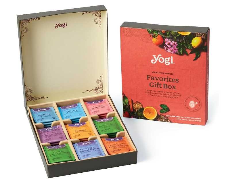 Yogi Organic Tea Sampler Gift Box (45 Tea Bags) Assorted Delicious Wellness Blends - 9 Favorite Herbal, Green & Black Varieties