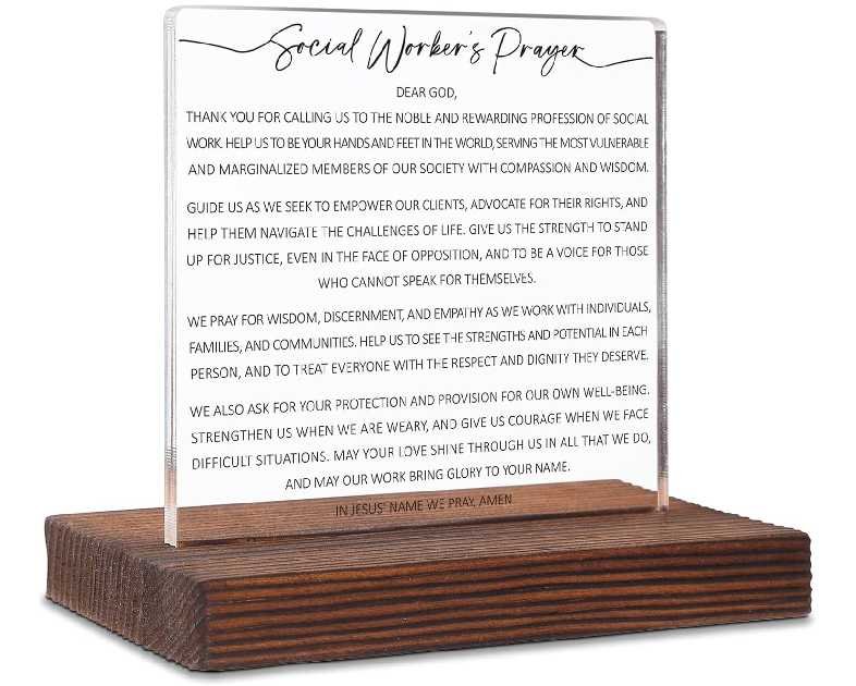 Social Work Gift Social Worker Prayer Social Work Office Decor Social Worker Office Decor Gift for Social Worker Graduation,Social Work Gifts on Birthday, for Home Office Sign Plaques SOK35