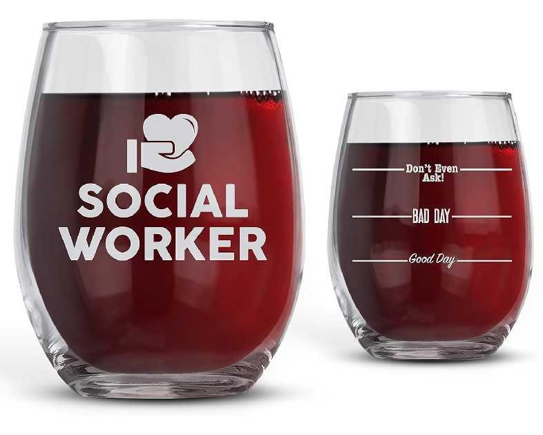 Bad Bananas Social Worker Gifts - 21 oz Stemless Wine Glass - Don't Even Ask - Social Worker Appreciation Gifts for Women - Lcsw Coworker