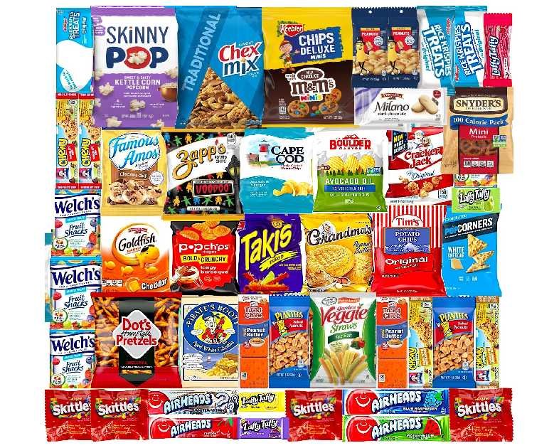 Ultimate Variety Sampler Care Package - Gift Package, Snacks, Chips, Cookies, Bars, Candies, Nuts Gift Box, Great for HALLOWEEN, Christmas, Thanks Giving, Office Meetings ,Friends & Family, Military,College Students (50 Count)