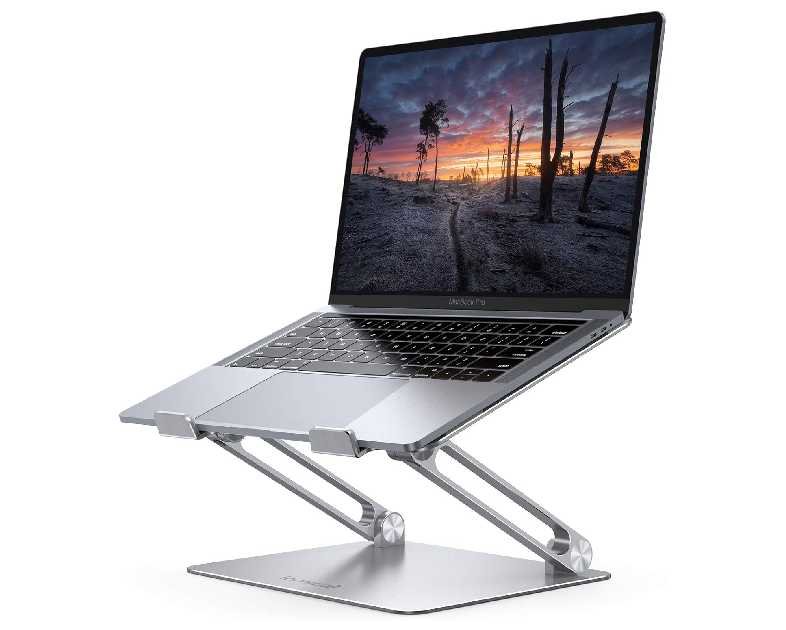 Lamicall Adjustable Laptop Stand, Portable Laptop Riser, Aluminum Laptop Stand for Desk Foldable, Ergonomic Computer Notebook Printer Stand for MacBook Air Pro, Dell XPS, HP (10-17.3'') - Silver