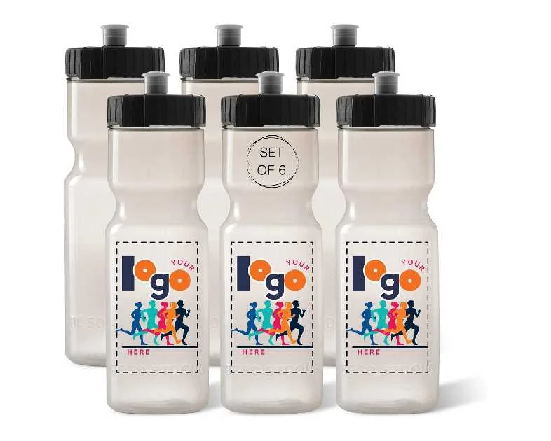 50 Strong Sports Water Bottles – Reusable 22 oz BPA-Free Plastic Bottles with Pull Top Cap – Made in USA – Top Rack Dishwasher Safe – Fits Most Bike Cages Brand