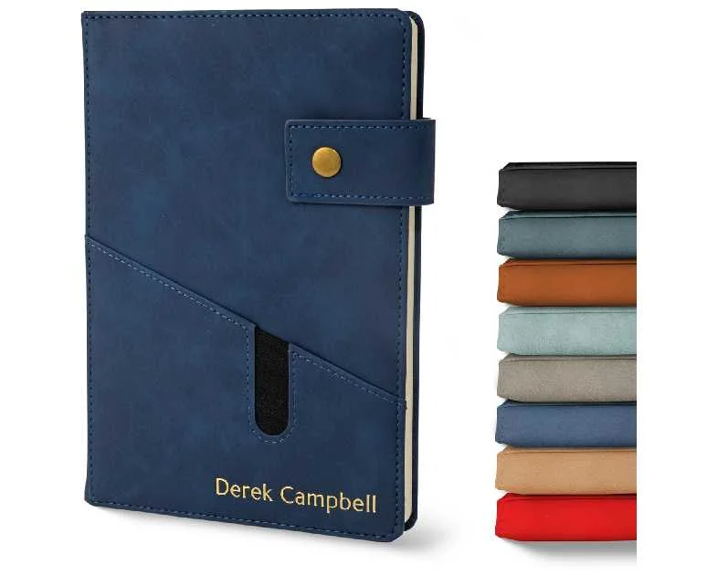 Promot Personalized Notebook - A5 Lined Leather Bound Journal for Writing Women Men - Hardcover Executive Notebook, Daily Journal, Travel Diary, Gift Idea, Custom Embossed Text with Gold Metallic Foil