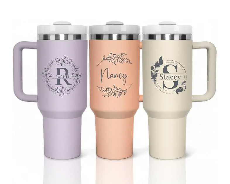 Ships Next Day, Personalized Tumblers 40 Oz with Names, Custom Stainless Steel Tumbler and Travel Coffee Mug with Lid and Straw, Lid and Straw Engraved Cups for Gifts or Everyday Use by Foma Family