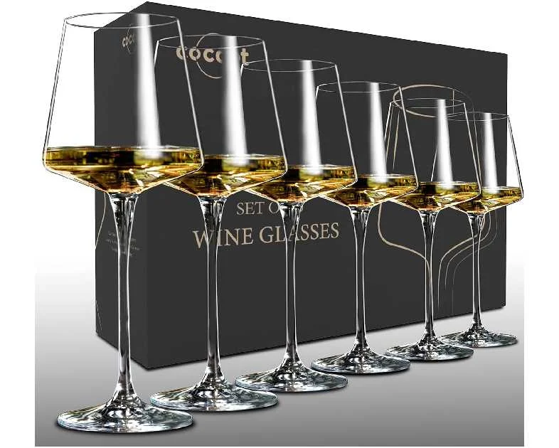 Wine Glasses Set of 6,Crystal White Wine Glasses,Red Wine Glass Set, Wine Glasses Long stem,Clear Lead-Free Premium Blown Glassware (18.5oz,6 pack)