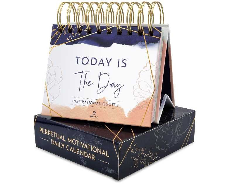 Motivational Calendar - Daily Flip Calendar with Inspirational Quotes - Motivational Desk Decor, Office Decor for Women Desk, Inspirational Gifts for Women, Perpetual Calendar