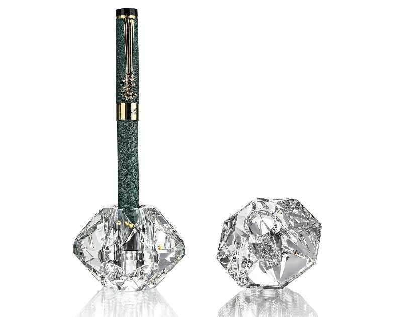 QFkris 2-Packs Crystal Fountain Pen Stand Glass Feather Pen Holder 2.2" Crystal Pen & Pencil Holder Base for Office Desk Desktop Decoration Toothbrush Stand Gift for Students Teachers(2.2inch)