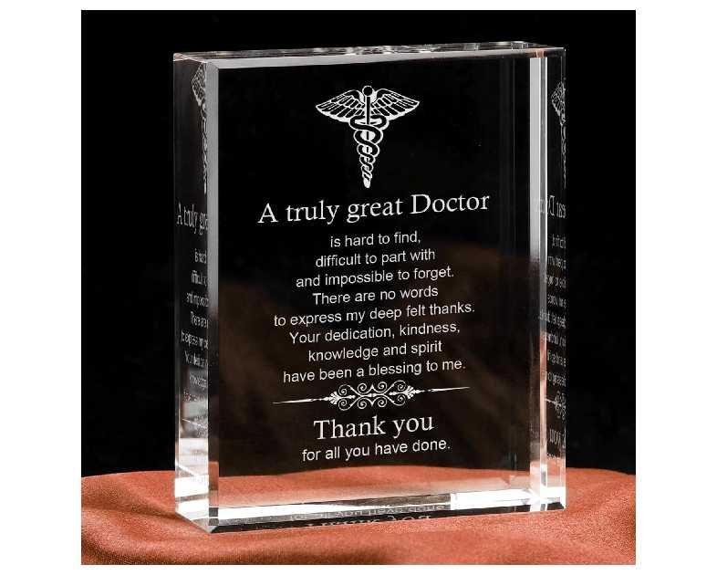 Doctor, Laser Engrave Crystal Keepsake Plaque Desk Decoration for Doctor Gifts for Men Women, Unique Gift for Doctors, Birthday Christmas Thank You Doctors Gift