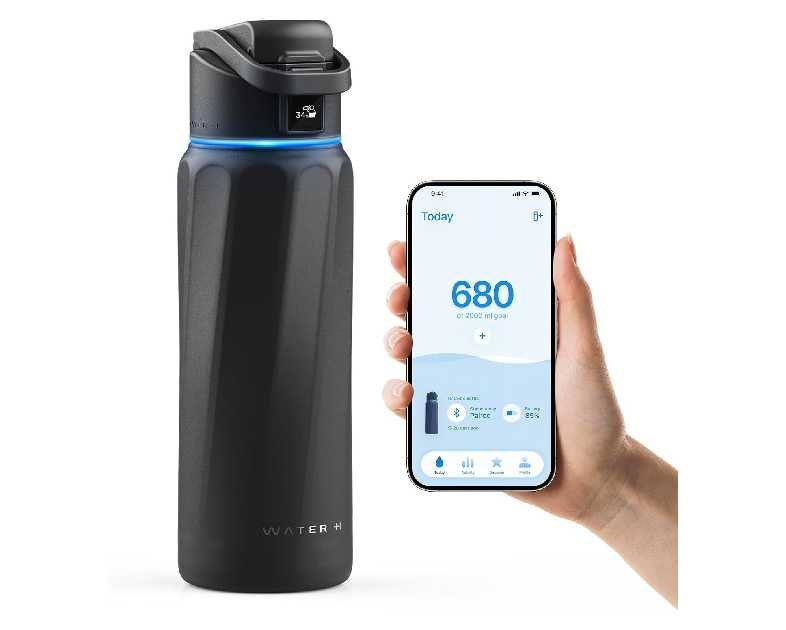 BOOST Smart Water Bottle with Reminder & Tracker, Double Wall Vacuum Insulated Bottles Stainless Steel, 32oz BPA-Free Wide Mouth for Gym, Office, School, Ideal Gift for Christmas, Halloween, New Year