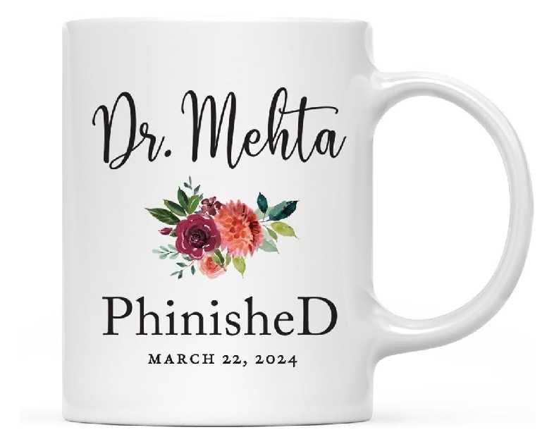 Andaz Press Personalized Custom 11oz. PhD Graduation Coffee Mug Gift, Dr. Phinished, 1-Pack Cups for Graduates Students Class of Doctorate Grad Diploma Class of 2025 Graduation Mug PhD Cup PhD Gifts