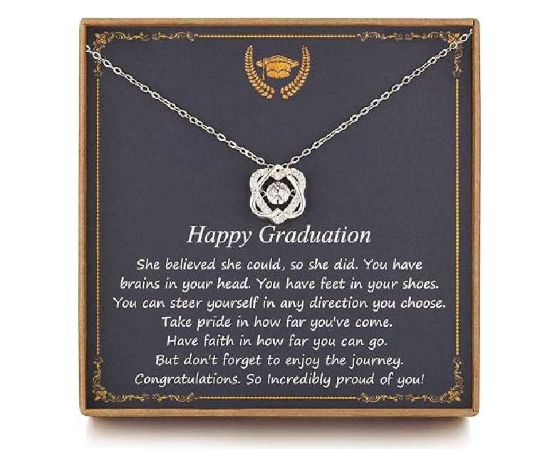 Graduation Gifts for Her 2025 College, Sterling Silver Two Interlocking Infinity Heart Necklace, Inspirational Graduation Gift, High School Graduate Gifts for Best Friend or Daughter