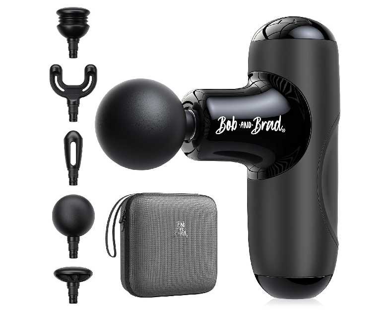 BOB AND BRAD Q2 Mini Massage Gun, Pocket-Sized Deep Tissue Massager Gun, Portable Percussion Muscle Massager Gun, Ultra Small & Quiet Muscle Massage Gun with Carry Case, Home Gym Travel, Black